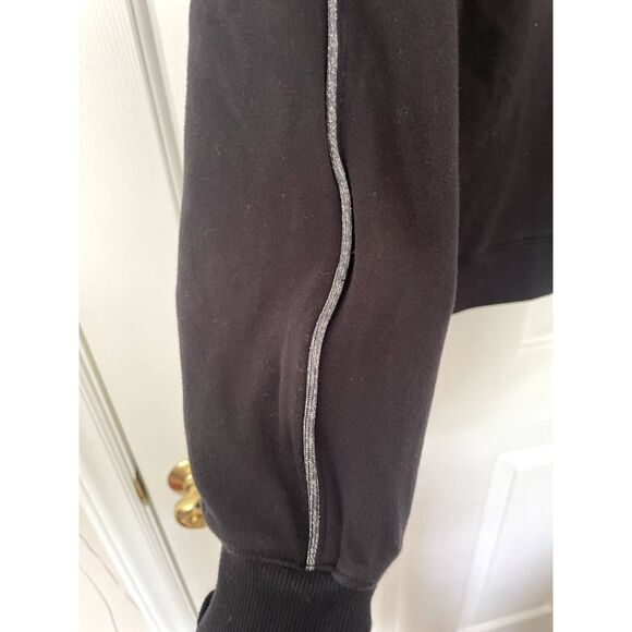 Champion Hooded Zip Up Jacket Black Silver Metallic Pipeline Detail Size Medium - Picture 7 of 8